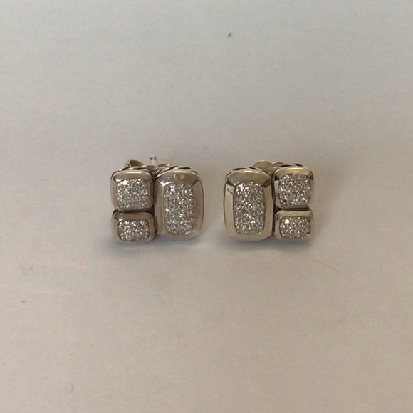 David Yurman Confetti Sterling Silver and Diamond stud earrings Pre-loved - Picture 2 of 7